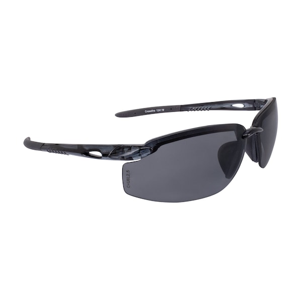 Crossfire Safety Glasses, Anti-Scratch, Smoke Lens, Crystal Black Frame, Half-Frame 1241 W - main