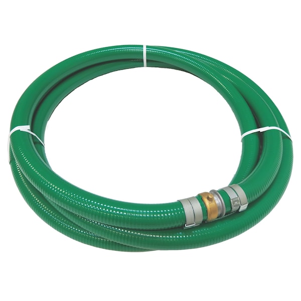 Jason Industrial 2 X 20 GREEN PVC SUCTION MXF ALUM/BRASS, PIN LUG, GREEN PVC SUCTION HOSE ASSEMBLY 4601-20020AB - main