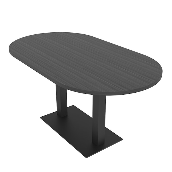Skutchi Designs Racetrack Conference Table With Power, 36 in W, 72 in L, Grey HAR-RAC-36X72-DOU.BK-WA7949-NA - main