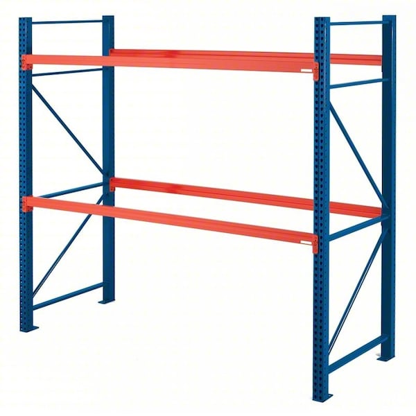 Steel King Pallet Rack Starter Kit, 12 ft H, 102 in W, 48 in D, Orange Beams/Blue Uprights BP048144M400096S - main