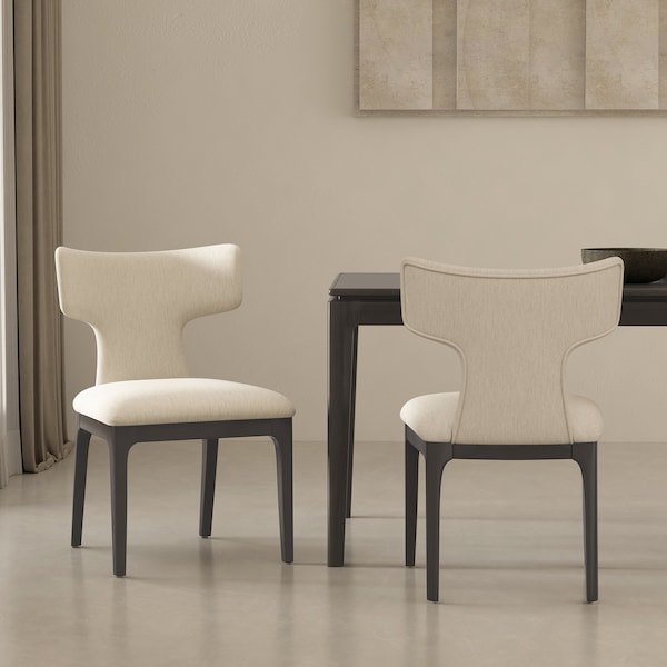 Manhattan Comfort Eloria Wood Chenille Side Chair in Cream - Set of 2 DC1622-1 - main