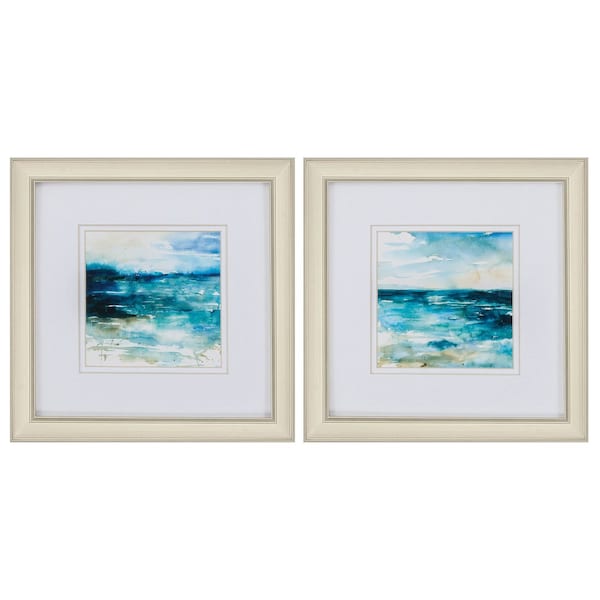 Homeroots 12" X 12" Champagne Gold Color Frame Ocean Break, Set Of 2, 2PK 365159 - main