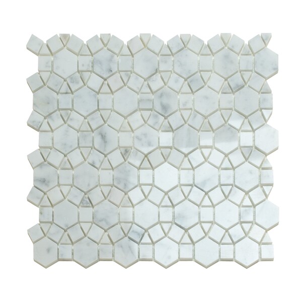 Apollo Tile White 11x13 Bianco Carrara Marble Polished Floor and Wall Mosaic Tile 4.85 sqft/case, 5PK APLDC88G12A - main