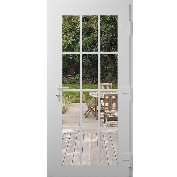 Vdomdoors Front Exterior Prehung Metal-Plastic Door Clear Glass / MANUX 8355 White Silk / Office Commercial a MANUX8355EXD-WS-W36xH80-LH-I - main
