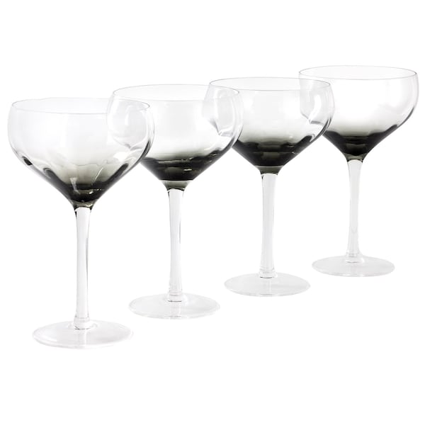 Sur La Table Cambron 4 Piece 12.2oz Optic Handmade Coupe Glass Set in Smoke Black 750122356M - main
