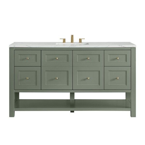 James Martin Vanities Breckenridge 60 in. Single Vanity, Smokey Celadon, w/ 3 CM Ethereal Noctis Quartz Top 330-V60S-SC-3ENC - main