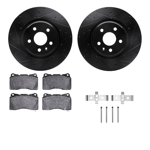 Dynamic Friction Co DFC Rotors-Drilled & Slotted-Black w/ EURO 5000 Ceramic Brake Pads Incl Hdw 8612-26001 - main