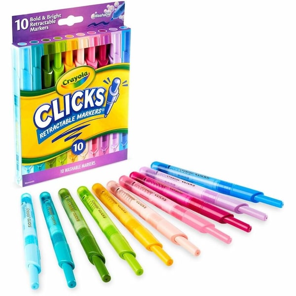 Crayola Clicks Retractable Markers, Bold & Bright, 10PK 588373 - main