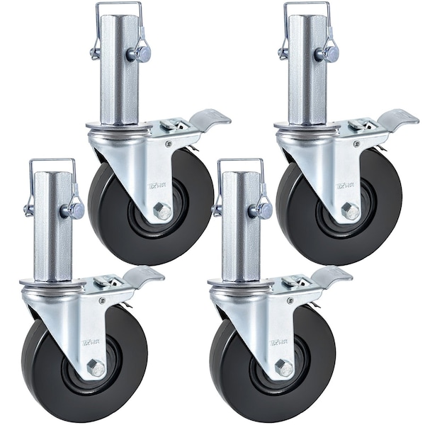 Vevor 5" Scaffolding Rubber Swivel Caster w/ Dual Lock 440LBS Capacity, 4PK 9D61-31511 - main