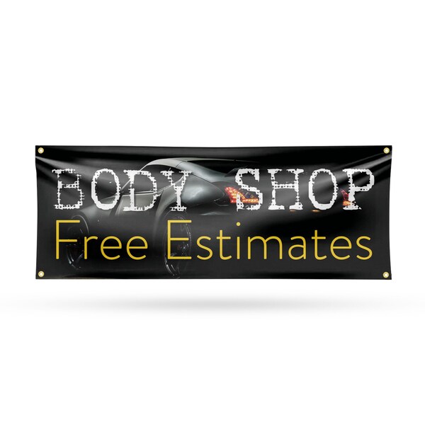 Signmission Body Shop Free Estimates, 18 Inch x 48 Inch, Vinyl Banner B-30489 - main