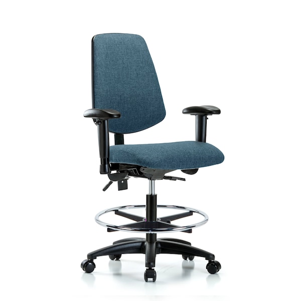 Blue Ridge Ergonomics Fab Med Bench Chair, Bk, CF, Cast, Blu, 6-Way Adjustable, 22" to 29" Height, Blue BR-FMBCH-MB-RG-T1-A1-CF-RC-F43 - main