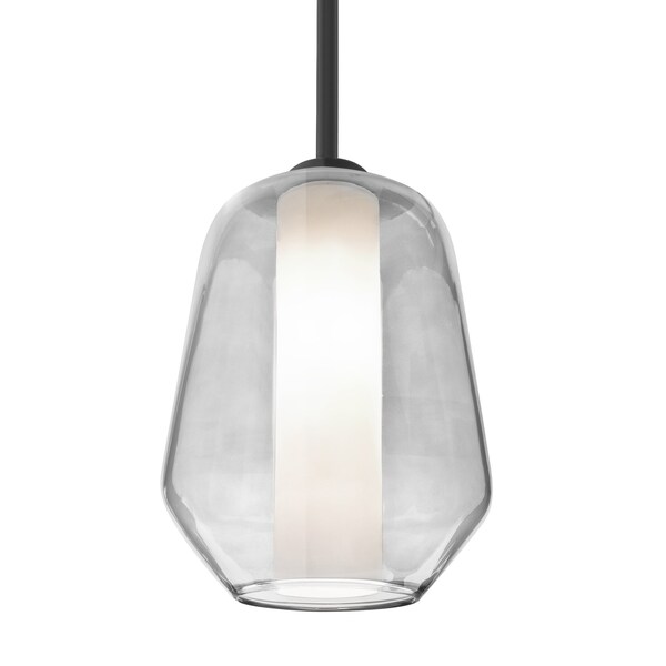 Besa Lighting Link Stem Pendant, Clear/Opal, Black Finish, 1x60W Incandescent 1TT-LINKCL-BK - main