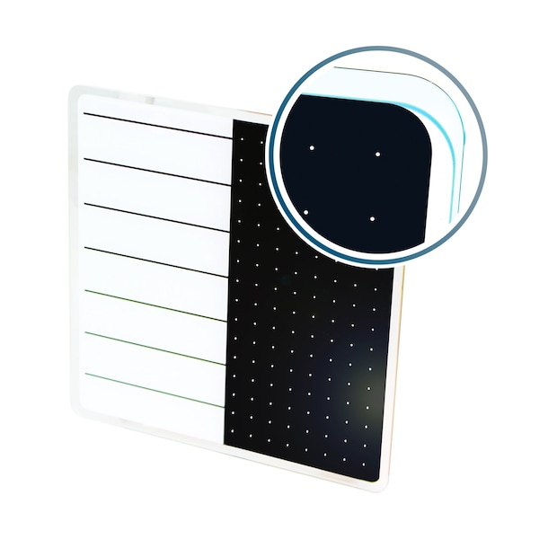 Floortex Board and wall fixing, 14 in, Tempered Glass Frame, White FCVGM1414WP - main