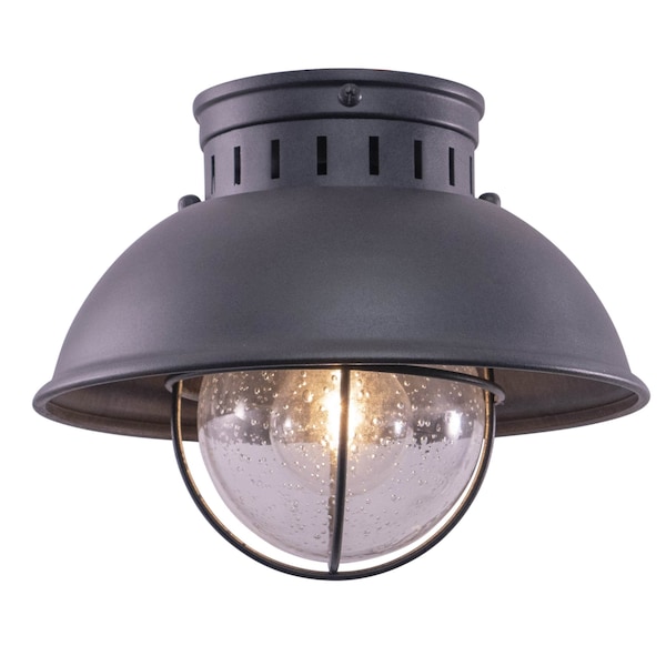 Vaxcel Harwich Gray Coastal Barn Dome Outdoor Flush Mount Ceiling Light Clear Glass T0264 - main