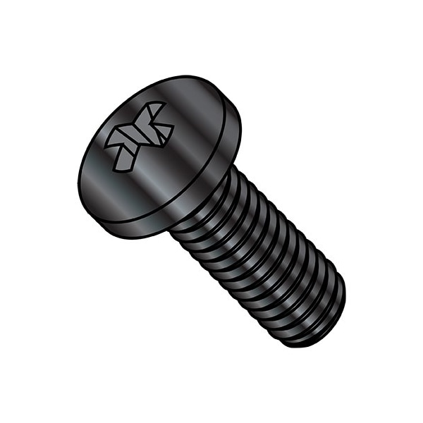 Zoro Select M1.6-0.35 x 10 mm Phillips Pan Machine Screw, Black Oxide Steel, 8000 PK 560721 - main