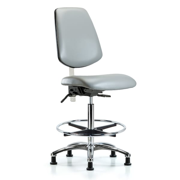 Blue Ridge Ergonomics Clean Room Chair Vin Hi Ben Chair, Med, Bk, Gld Dov, CL100, No Arms, 26" to 35-1/2" Height, Vinyl, Dove BR-NCR-VHBCH-MB-CR-T1-A0-CF-RG-8567 - main