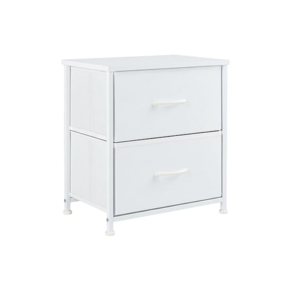 Homeroots 12" White Fabric Metal And Wood Two Drawer Dresser 635730 - main