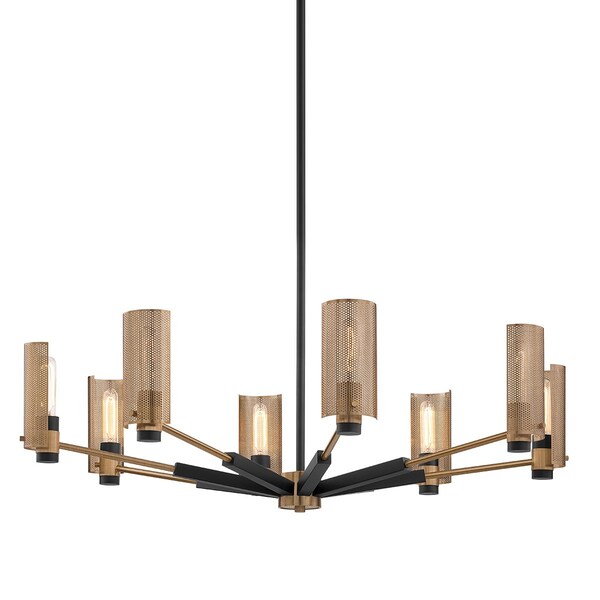 Troy Lighting Pilsen 8 Light Chandelier 40 In. Soft Off Black/Patina Brass F6878-SFB/PBR - main