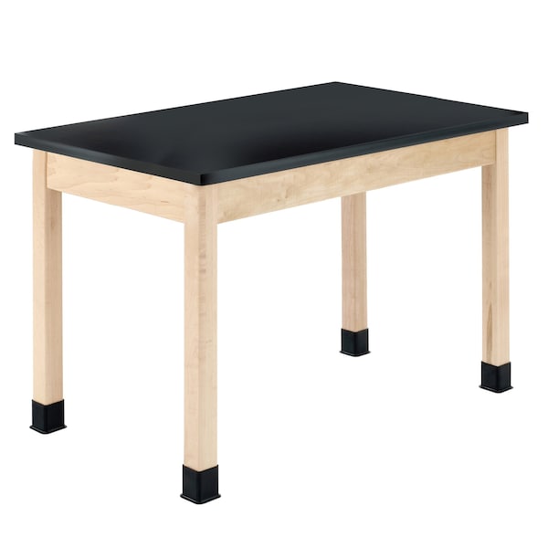 Diversified Spaces Plain Apron Table, Maple, Maple Wood Frame, 60 in W, Black/Maple P7604M30N - main