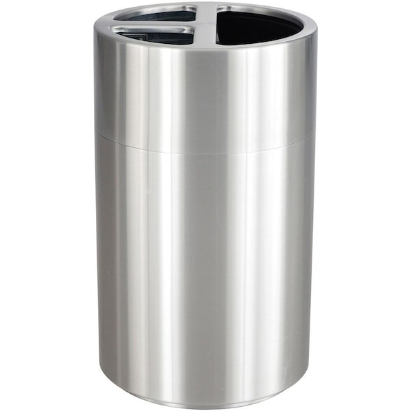 Safco 40 gal Round Recycling Bin, Stainless Steel, Aluminum, Rigid Plastic 9941SS - main