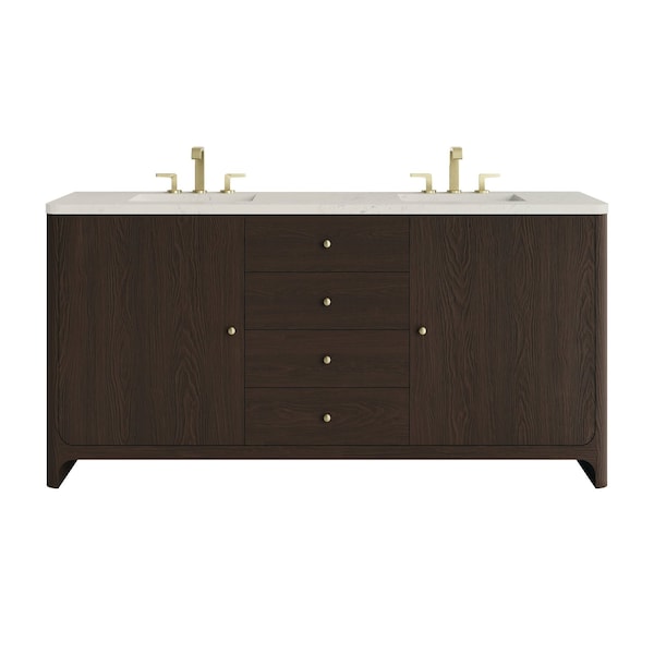 James Martin Vanities Gracyn 72" Double Vanity, Sable, w/ 3 CM Siberian Silestone Widespread Top D125-V72-SBL-WSFR - main