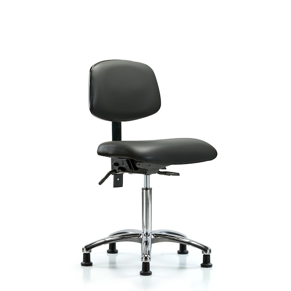 Blue Ridge Ergonomics Vinyl Chair Chrome, Med Bench, Tilt, Glides, Carbon BR-VMBCH-CR-T1-A0-NF-RG-8823 - main