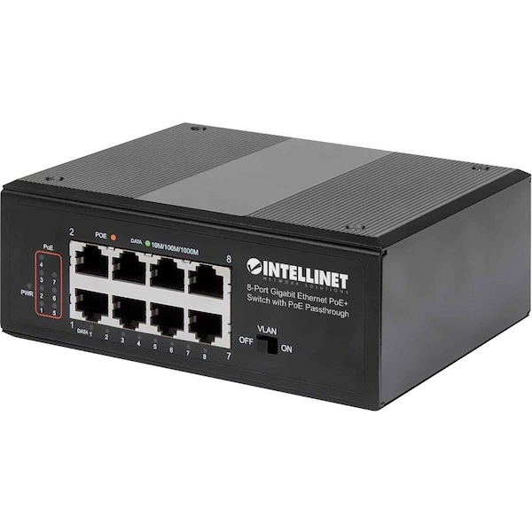Intellinet Network Solutions NETWORK SOLUTIONS 8-PORT GIGABIT ETHERNET POE+ SWITCH WITH POE PASSTH 561624 - main