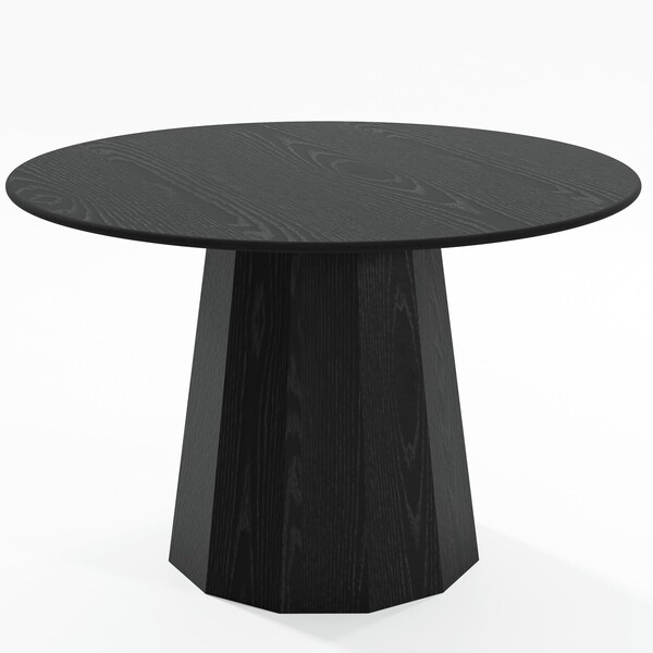 Homeroots 46" Black Solid Wood Pedestal Base Round Top Dining Table 721059 - main
