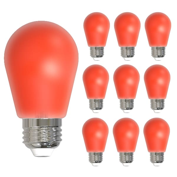 Bulbrite 25-Watt Equivalent Ceramic Red Color S14 Weatherproof Outdoor E26 Medium Base LED Light Bulb, 10PK 862318 - main