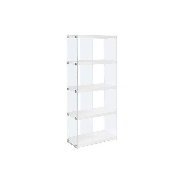 Homeroots 59" White Glass Four Tier Etagere Bookcase 333149 - main