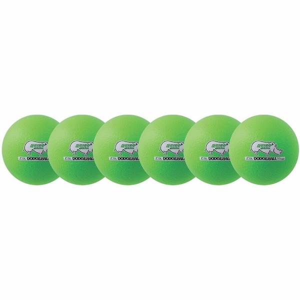 Champion Sports Rhino Skin DodgeBall, 6" LwBon, Green, PK6 RXD6NGSET - main