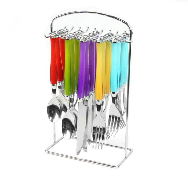 Gibson Home Santoro 20-Piece Stainless Steel Flatware Set with Hanging Rack inAssorted Colors 75095652M - main