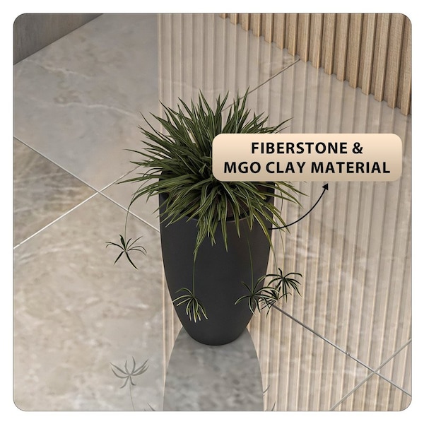 Leisuremod Crete Modern Tapered Round Fiberstone & MgO Clay Planter with Cover, Weather-Resistant CP16BL - main