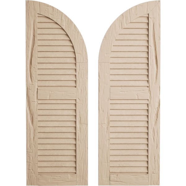 Ekena Millwork Hand Hewn 2 Equal Louver w/Quarter Round Arch Top Faux Wood Shutters, 18W x 76H 58 Low Side, PR SHULVQ18X76HHPR - main