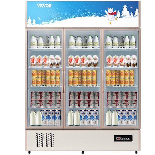 Vevor Commercial Merchandiser Refrigerator Beverage Cooler 3 Doors 59"x27"x79" LC-1500 - main
