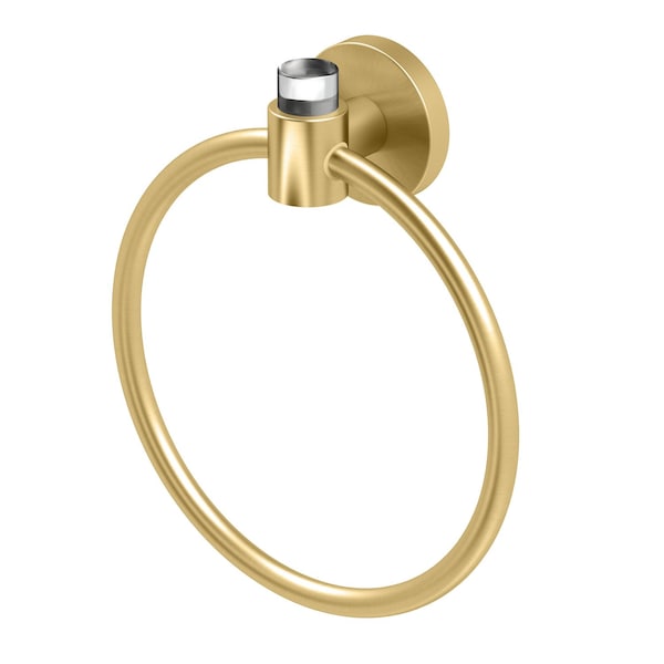 Gatco Clarion Towel Ring, Crystal-Clear Acrylic/Brushed Brass 5732 - main