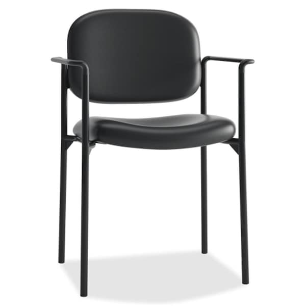 Hon Basyx BSXVL616SB11 Guest Chair with Arms 23.25 in. x 21 in. x 32.75 in. Lthr Black HVL616.SB11 - main