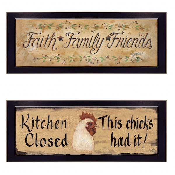 Homeroots Set Of Two Faith*Family*Friends and This Chick Black Framed Print Kitchen Wall Art, 2PK 406061 - main