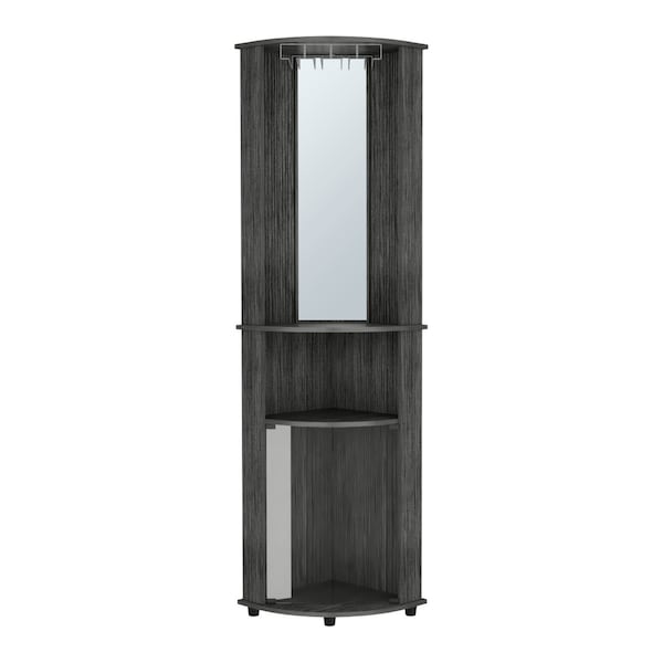 Homeroots 75" Smoky Black Wood Corner Bar Cabinet With Two Doors 546433 - main