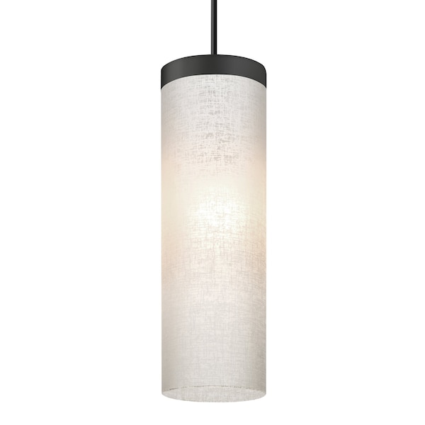 Besa Lighting Friz Cord Pendant, White Linen, Black Finish, 1x75W Incandescent 1JT-FRIZLN-BK - main
