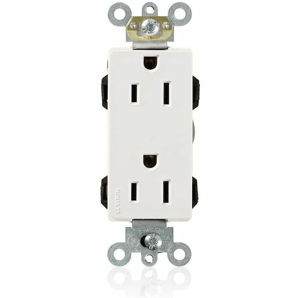 Leviton Straight Blade Receptacle, 5-15R, 15 A, 125V AC, Flush Mount, Self-Grounded M1626-W - main