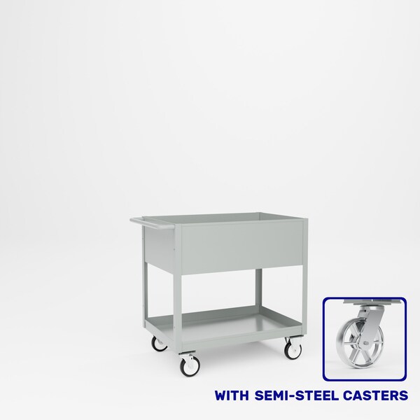 Pucel Welded Box Service Cart, 24 in W x 36 in D x 37 in H, Semi-Steel Casters, 12 in Deep Box, Gray TSC-2436-12S - main