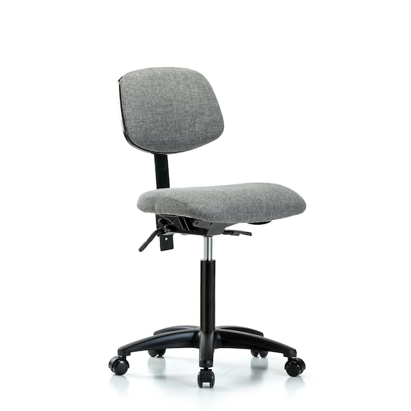 Blue Ridge Ergonomics Chair, Fabric, Med Bench, Casters, Gry, No Arms, 22" to 29" Height, Gray BR-FMBCH-RG-T0-A0-NF-RC-F44 - main