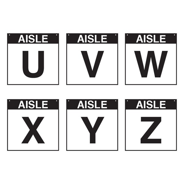 5S Supplies Warehouse Aisle U-Z Sign - 24in x 24in - SINGLE - NONE - PVC AISLE-U-Z-24X24-SINGLE-NONE - main