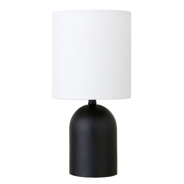 Homeroots 13" Black Metal Cylinder Table Lamp With White Drum Shade 546119 - main