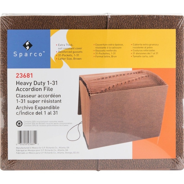Business Source Expandable File Folders, Leather, Brown BSN23681 - main