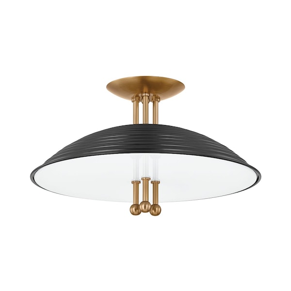 Troy Lighting Larkin 3 Light Semi Flush 16 In. Patina Brass/Soft Black C4416-PBR/SBK - main