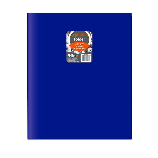 C-Line Products 8-1/2" x 11" Blue Heavyweight 3-Pocket Poly Portfolios, 24EA/BX, 6BX/CT 33945-BX - main