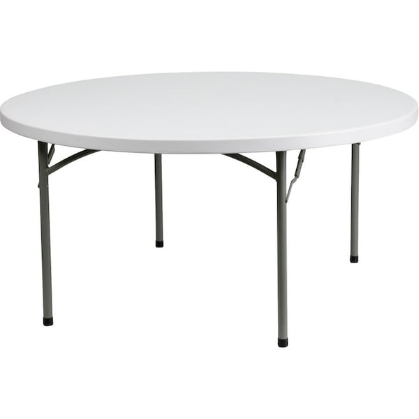 Flash Furniture Round Wh 60Rnd Plastic Fold Table, 59.75" W, 59.75" L, 28.75" H, Plastic Top, White DAD-YCZ-152R-GW-GG - main