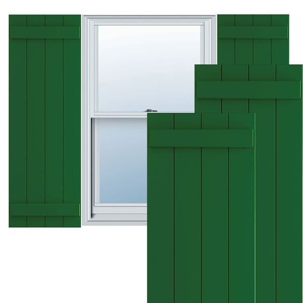 Ekena Millwork True Fit PVC Four Board Joined Board-n-Batten Shutters, Viridian Green, 21 1/2W x 80H, PR TFP101BBF21X080HG - main